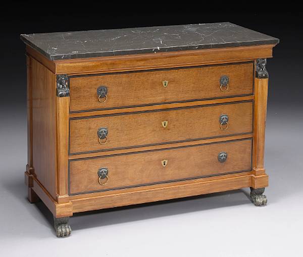 Appraisal: An Empire parcel ebonized and inlaid mahogany commode first quarter