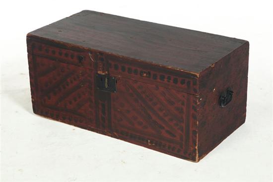 Appraisal: DECORATED BOX American th century poplar Original red paint with