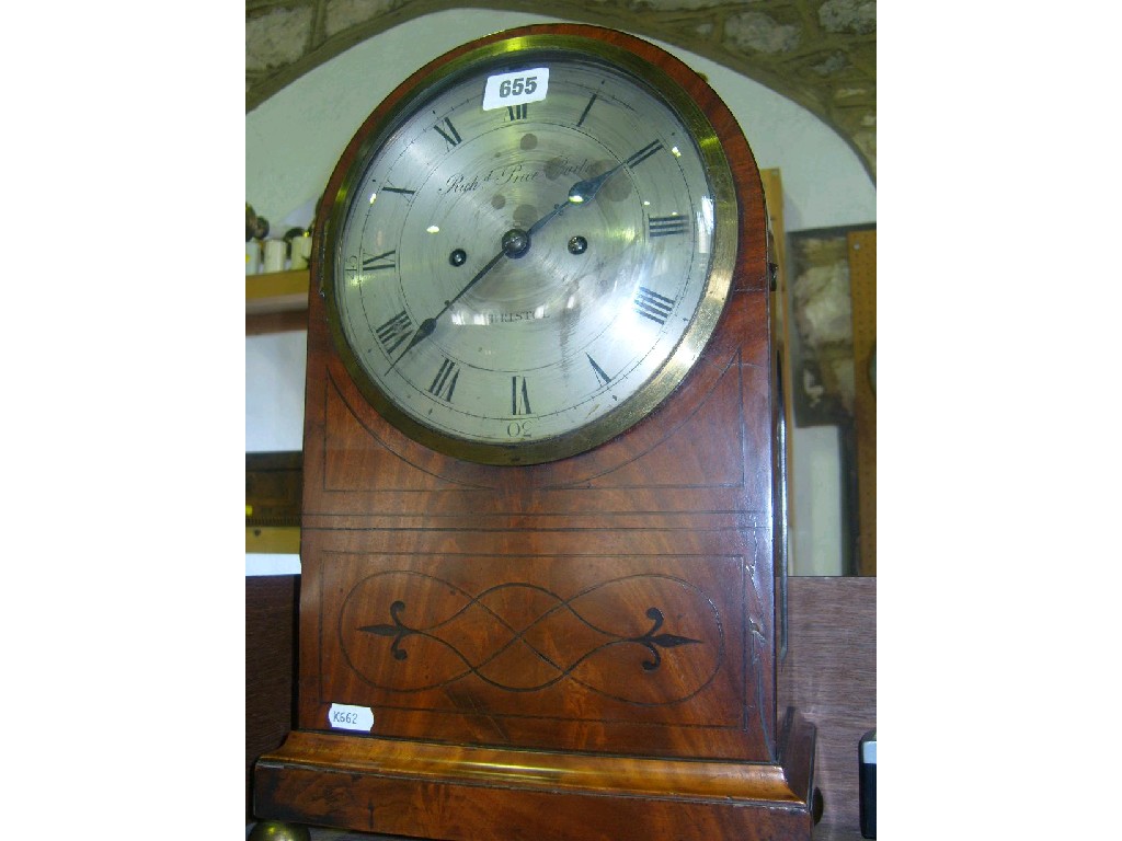 Appraisal: A Regency mahogany bracket clock the arched case with ebony