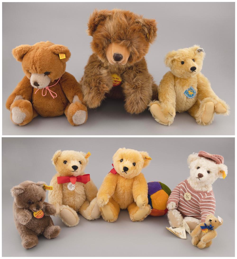 Appraisal: EIGHT STEIFF BEARS WITH TAGS Germany th Century Various sizes