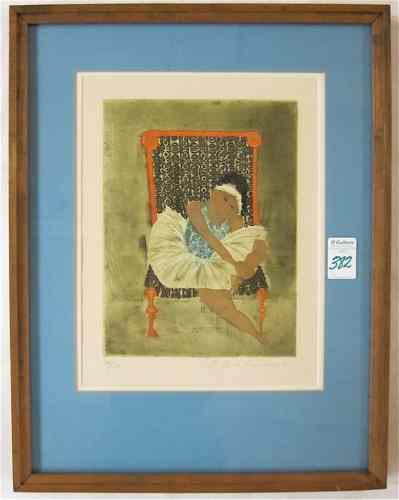 Appraisal: GRACIELA RODO BOULANGER SERIGRAPH Bolivia born titled ''Entracte'' or Interlude