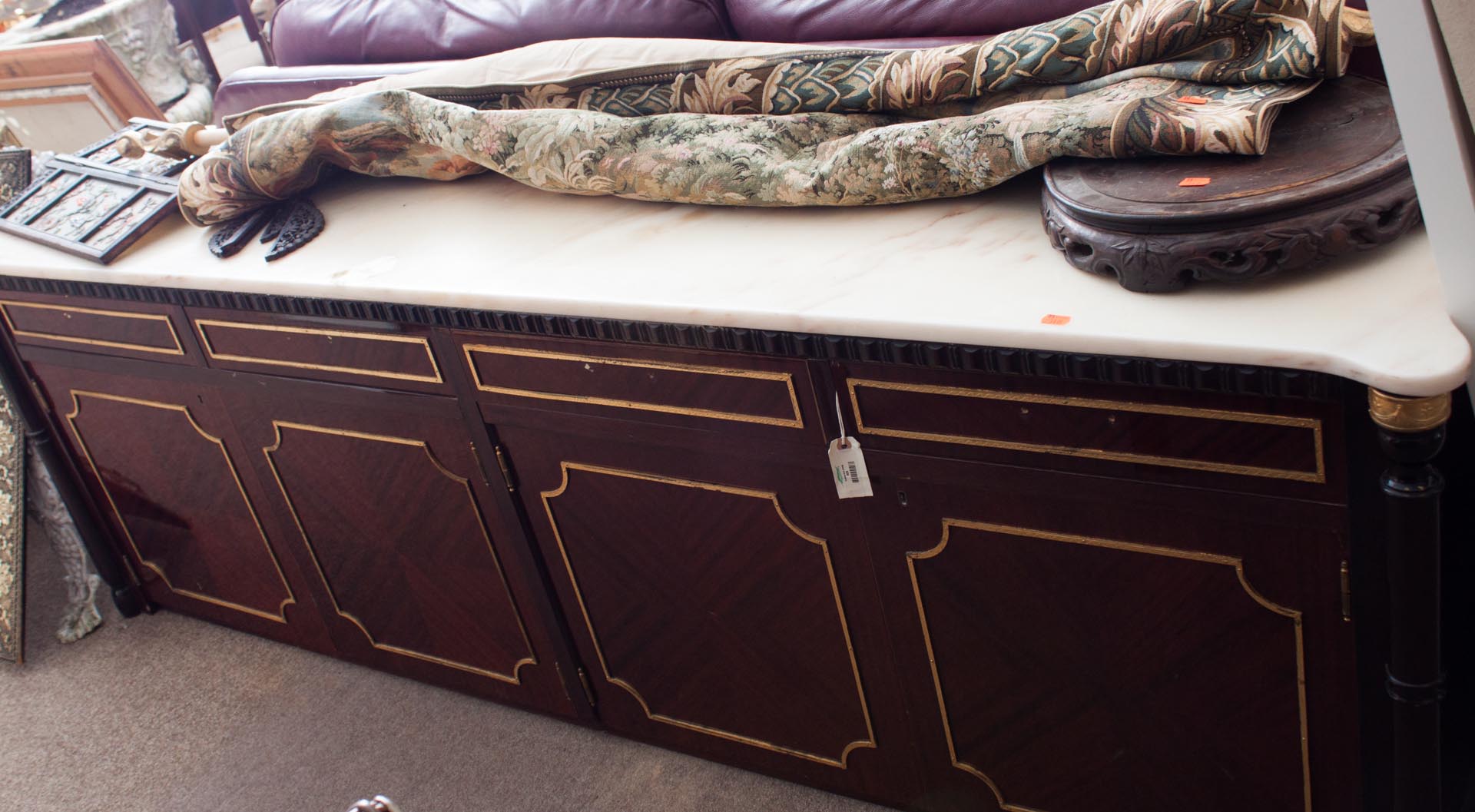 Appraisal: Marble top credenza with gilt accents