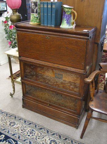 Appraisal: THREE-SECTION STACKING OAK BOOKCASE DESK Globe Wernicke Co American c