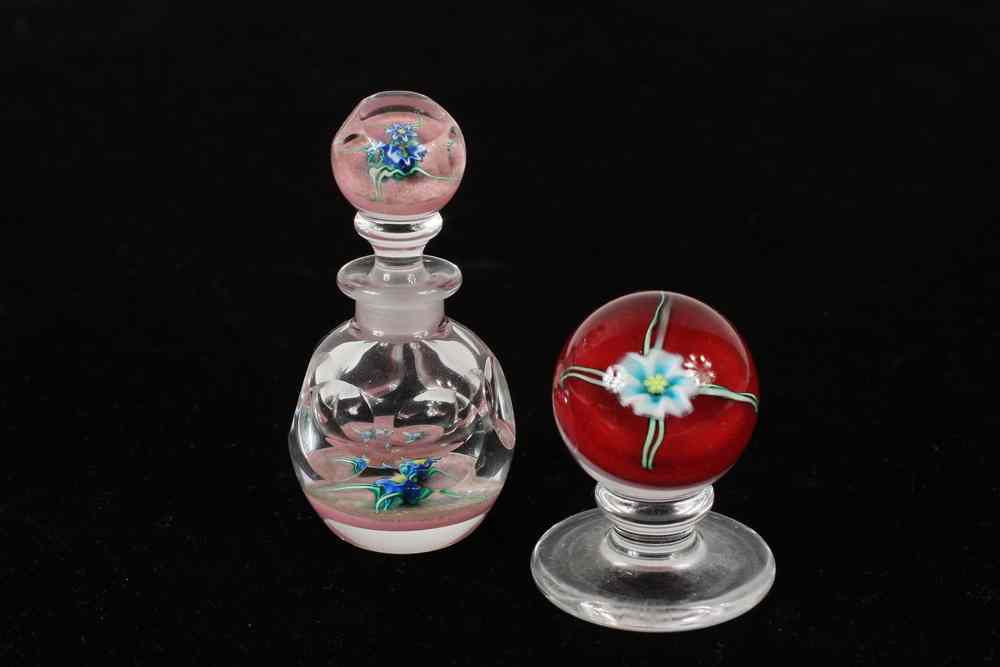 Appraisal: MINIATURE ART GLASS PAPERWEIGHT PERFUME BOTTLE - Miniature Art Glass