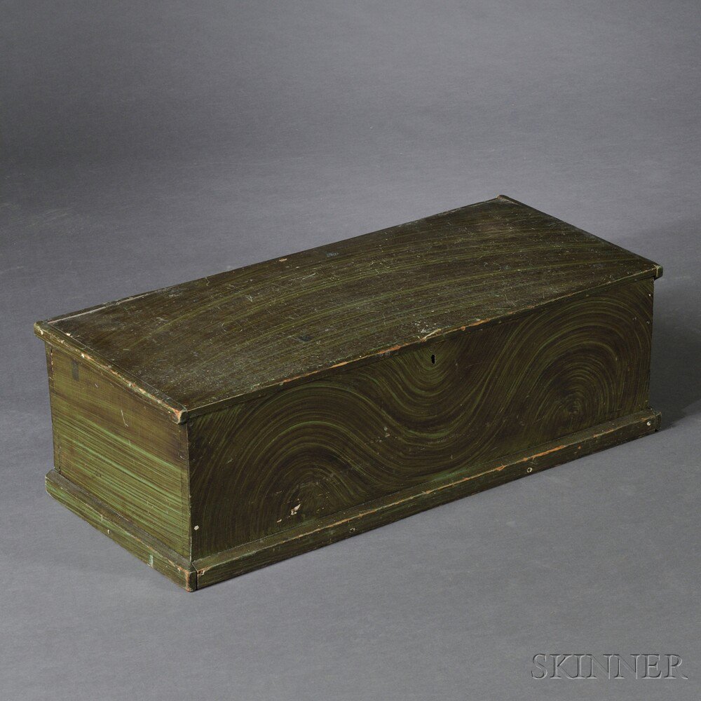 Appraisal: Paint-decorated Pine Storage Box New England th century the nail-constructed