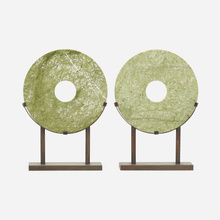 Appraisal: Baker DISCS PAIR USA th centurypatinated steel green onyx h