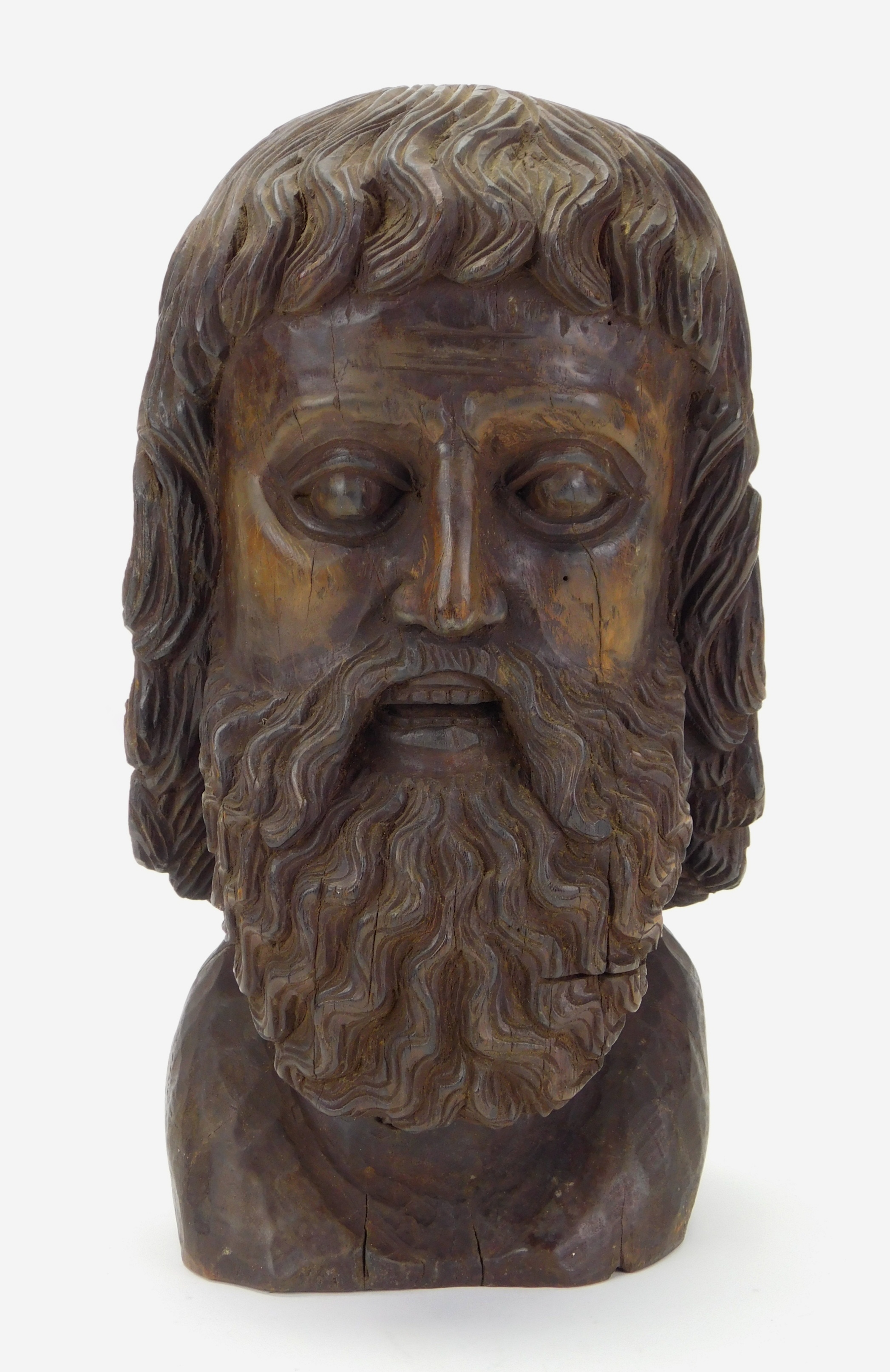 Appraisal: Folk art carved bust- head of an apostle ''h