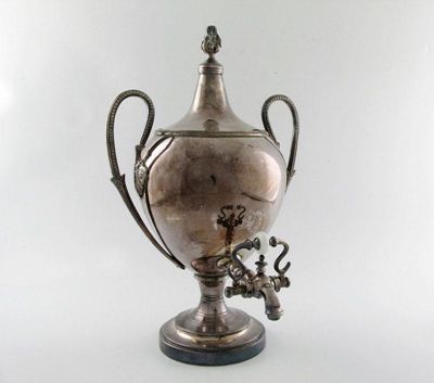 Appraisal: A th century electroplated tea urn of vase form beaded