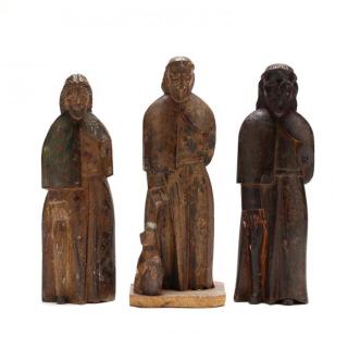 Appraisal: Three Similar Statues of St Roch early th century Philippines