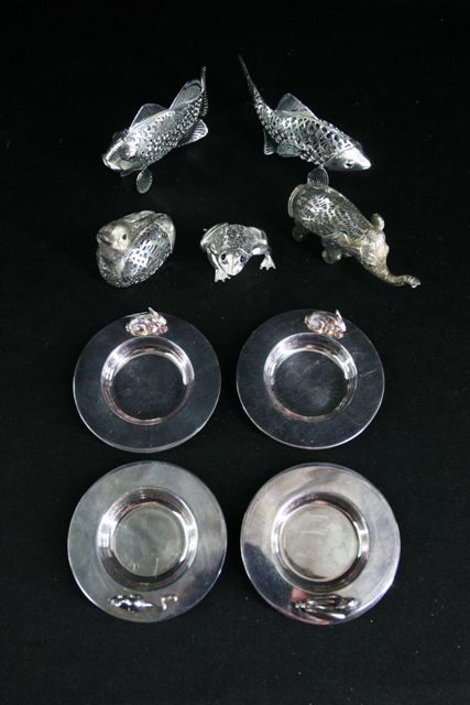 Appraisal: Assorted sterling silver novelty miniature plates and silver plated items