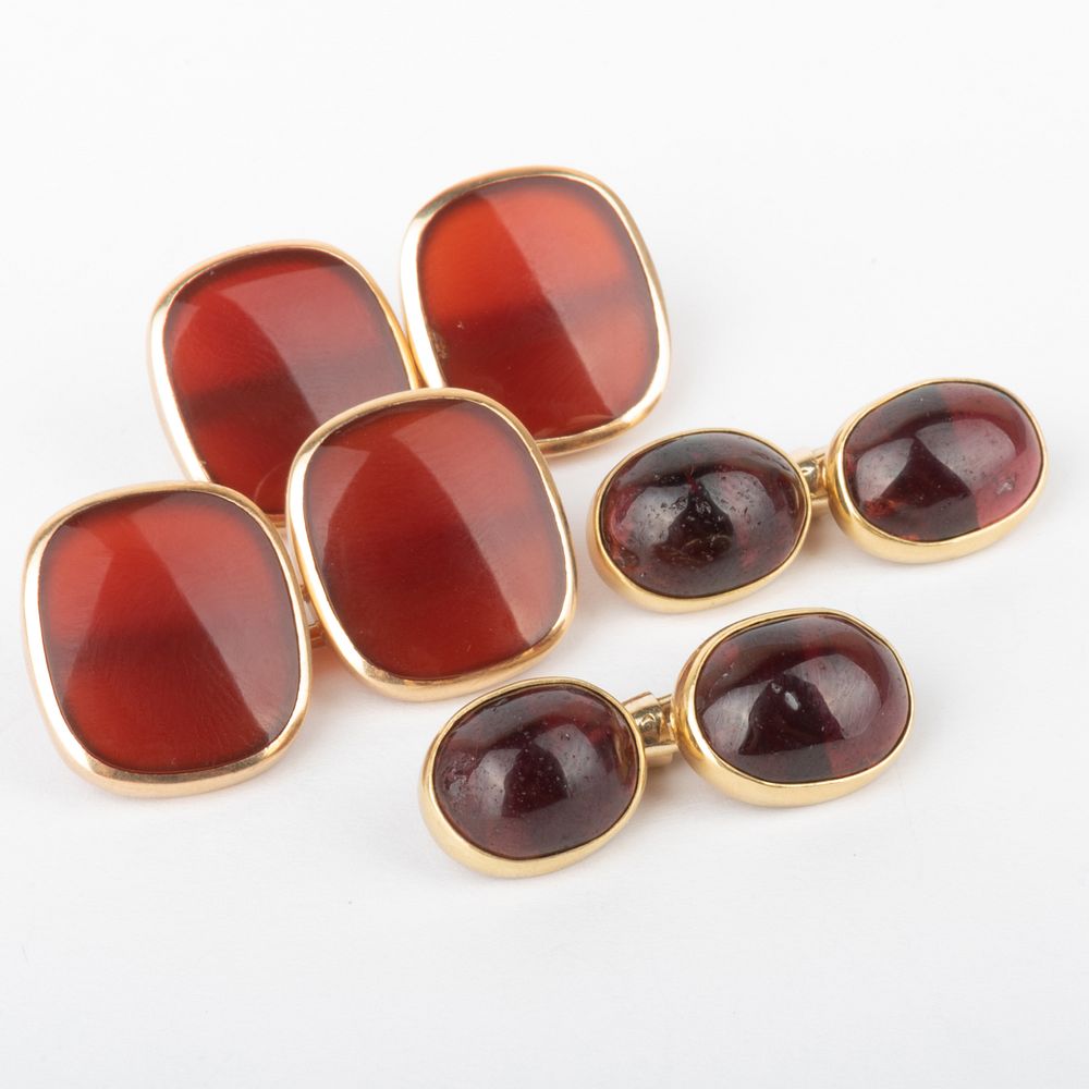 Appraisal: Pair of k Gold and Carnelian Cufflinks and a Pair