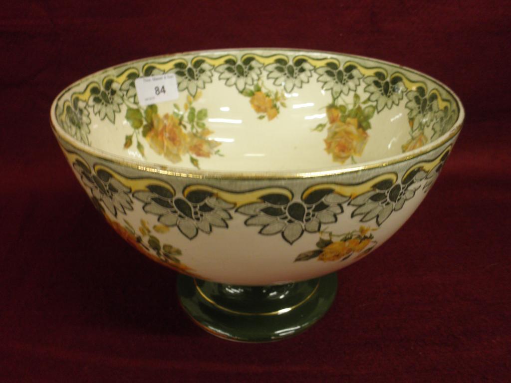 Appraisal: A Royal Doulton pedestal bowl decorated with the underglaze indestructible