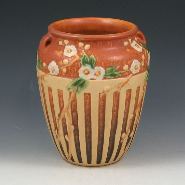 Appraisal: Roseville Cherry Blossom - vase in brown Unmarked Mint tall