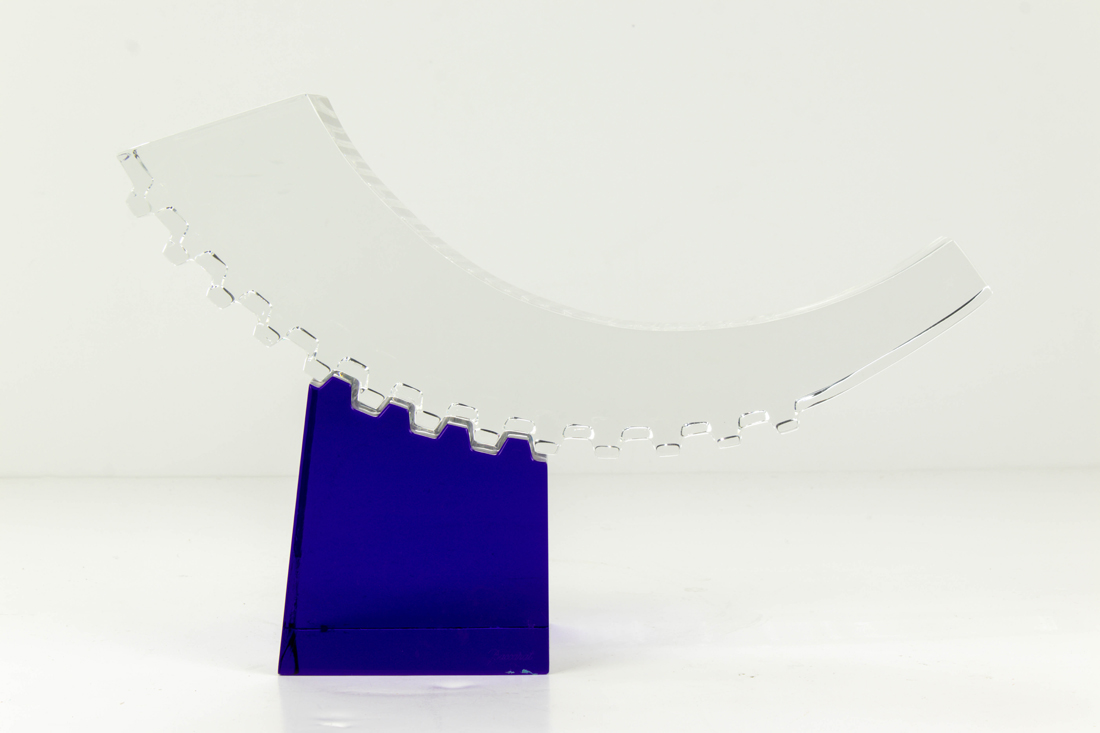 Appraisal: Baccarat Abstract Sculpture France clear and cobalt glass composed of