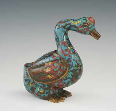 Appraisal: A Chinese Archaic Style Cloisonne Duck Circa Duck with removable