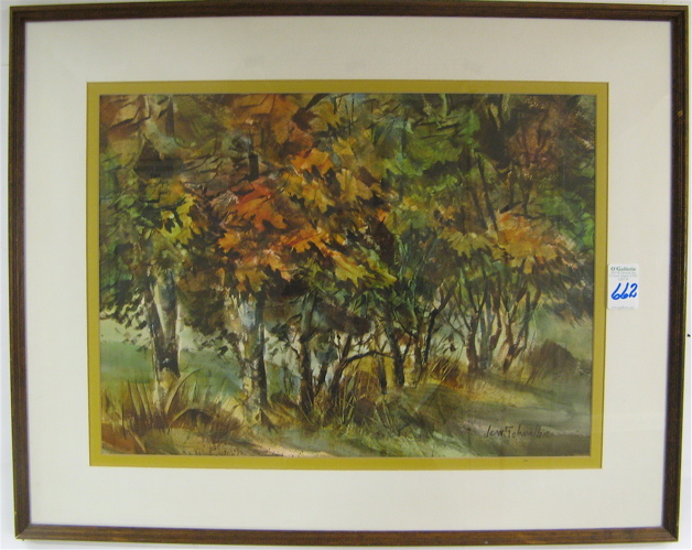 Appraisal: JEAN SCHWALBE WATERCOLOR ON PAPER Portland Oregon th century Forest