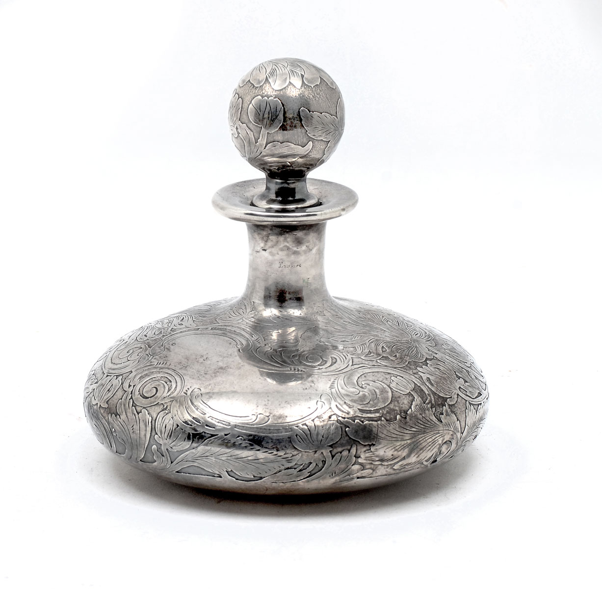 Appraisal: STERLING OVERLAY SHIPS DECANTER Ships decanter overlaid in Sterling Silver