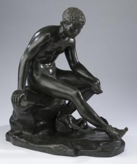 Appraisal: The Seated Hermes' patinated bronze sculpture h The Seated Hermes'