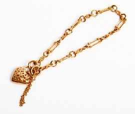 Appraisal: A ct rose gold fancy link bracelet with heart shaped