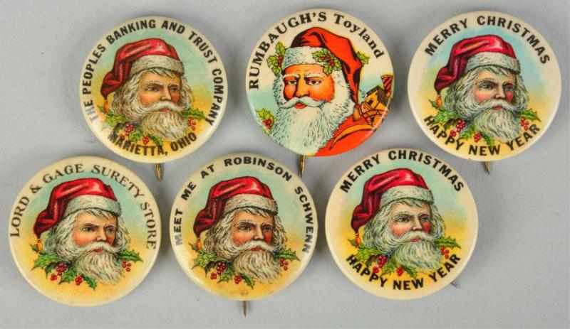 Appraisal: Lot of Assorted Santa Pinbacks to Almost no wear Condition