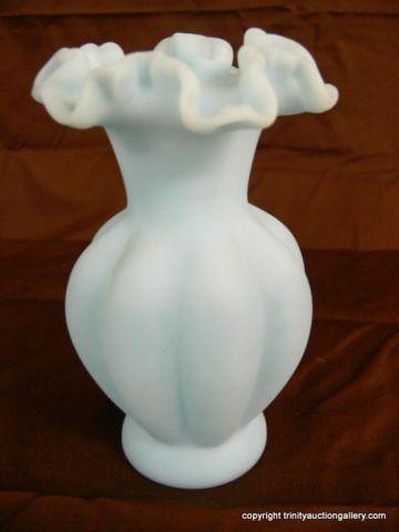 Appraisal: Fenton Blue Satin Glass - Melon Vase - 's Fenton