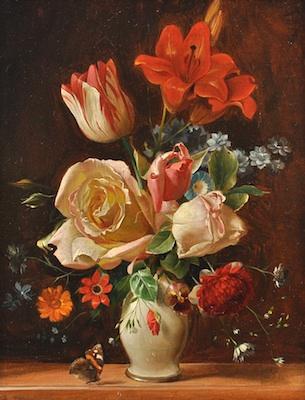 Appraisal: Giuseppe Recco Italian - Still Life with Rose Oil on