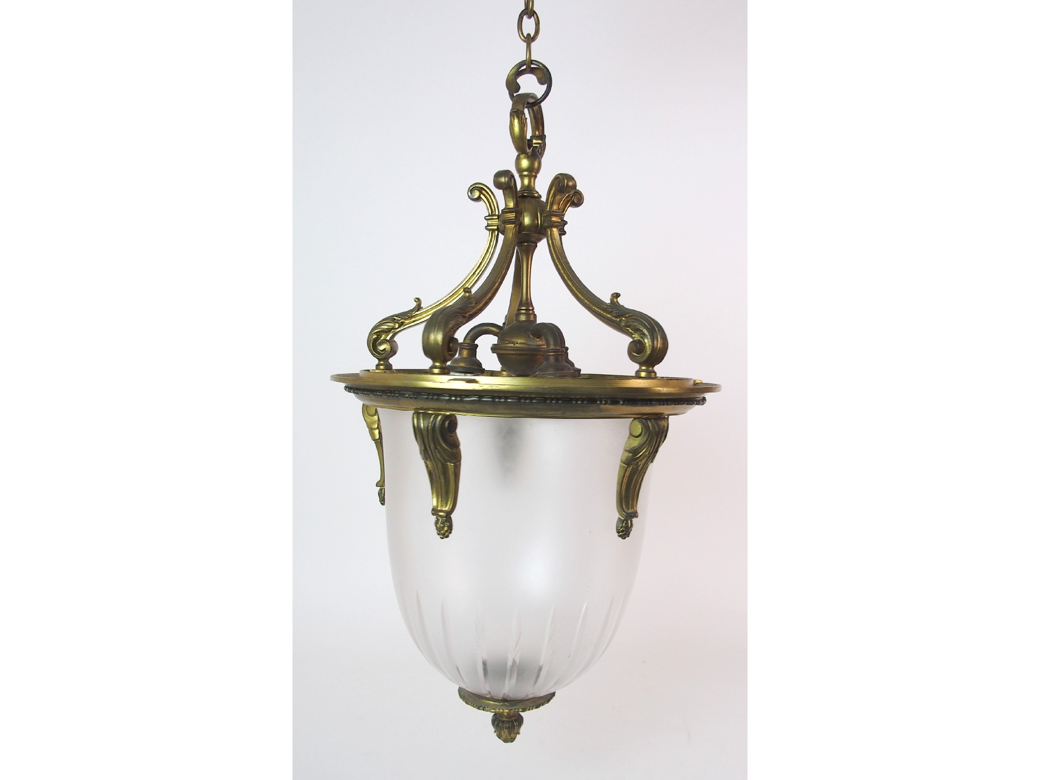 Appraisal: An Edwardian gilt bronze hall lanterncast with five scroll arms