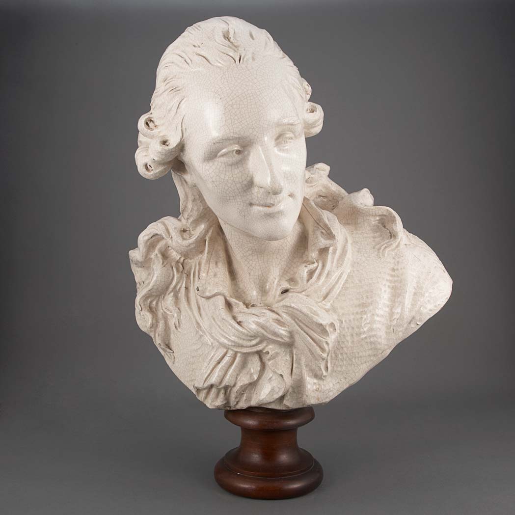 Appraisal: Glazed Porcelain Bust of Houdon Height inches cm C Property