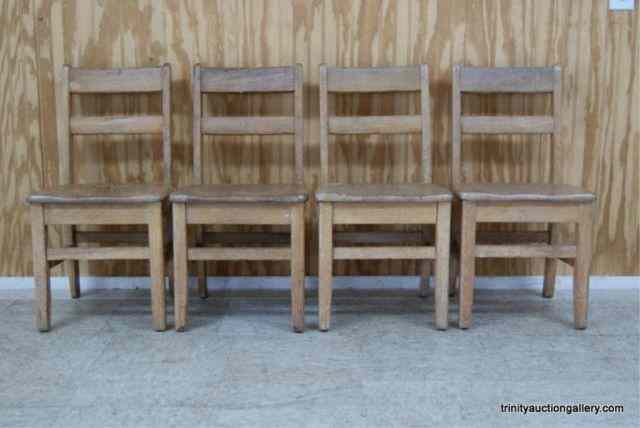 Appraisal: Vintage Solid Oak Child's Chairs Set X From the 's