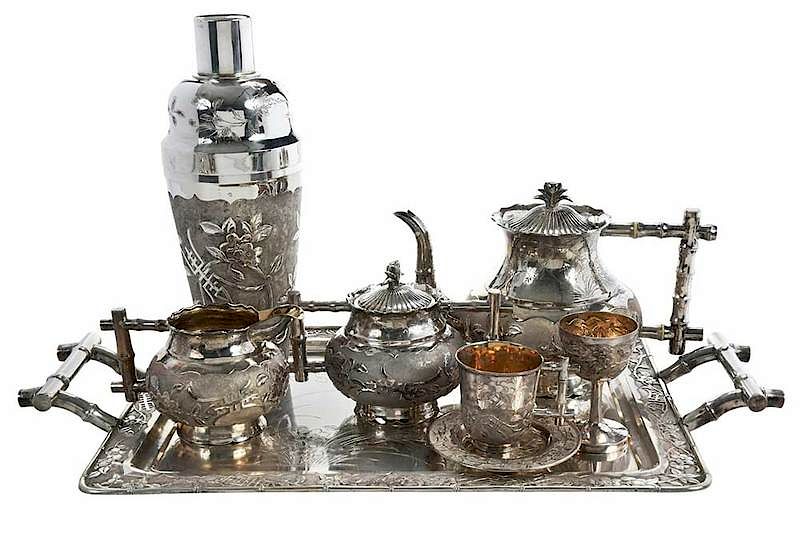 Appraisal: Chinese Export Silver Drinking Set pieces th century all with