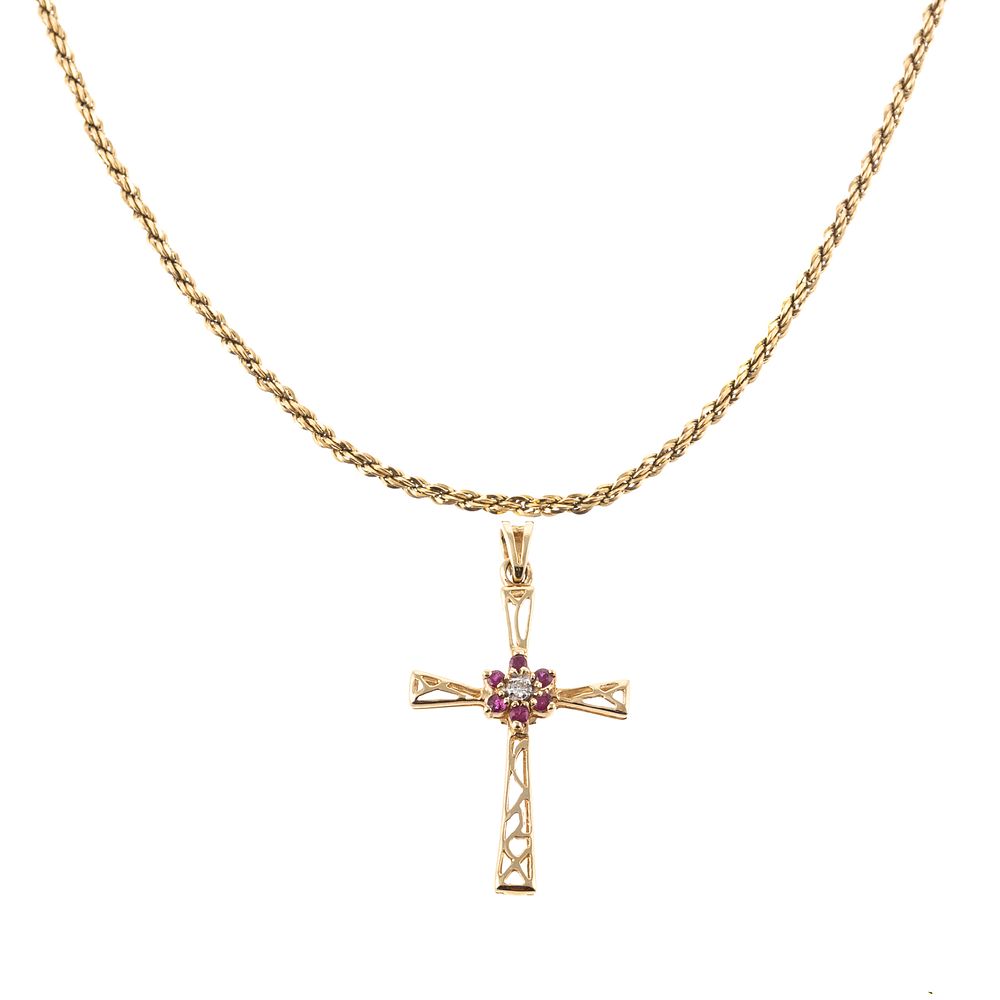 Appraisal: A K Twisted Rope Chain Cross Pendant K twisted rope