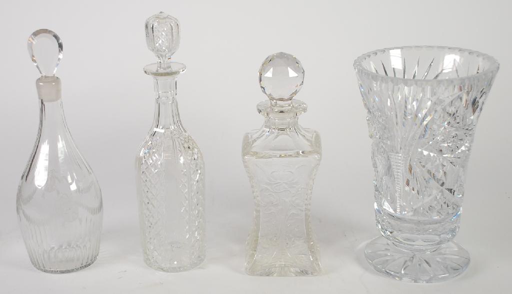 Appraisal: EARLY TWENTIETH CENTURY CUT GLASS DECANTER with tear shaped stopper