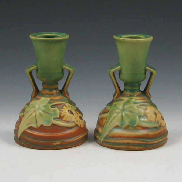 Appraisal: Roseville Luffa - Candleholders Pair of Roseville Luffa candleholders in