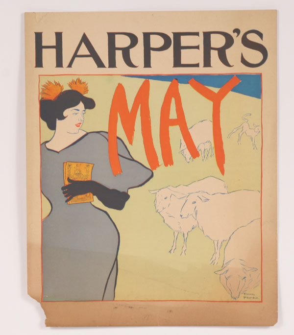 Appraisal: Edward Penfield American - Harper's May lady with sheep lithograph