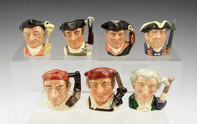 Appraisal: ROYAL DOULTON MINIATURE JUGS Character Jugs from Williamsburg to include