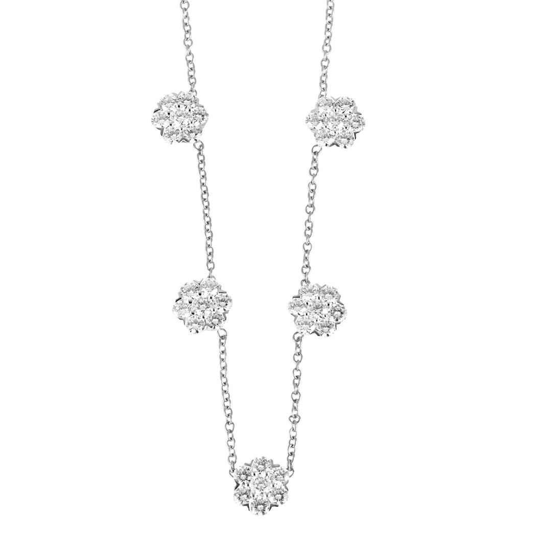 Appraisal: White Gold and Diamond Floret Chain Necklace Van Cleef Arpels