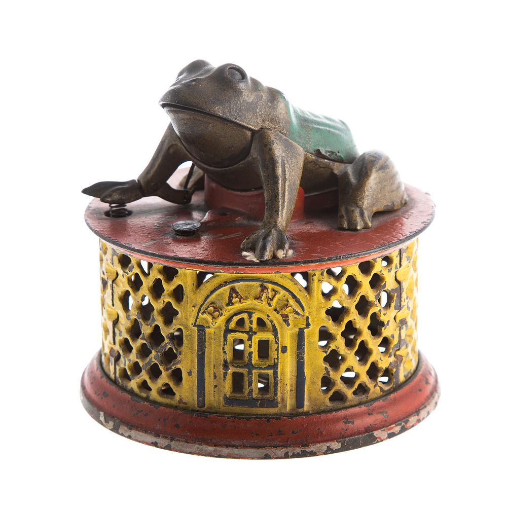 Appraisal: Frog on Lattice Base Mechanical Bank patent date by J