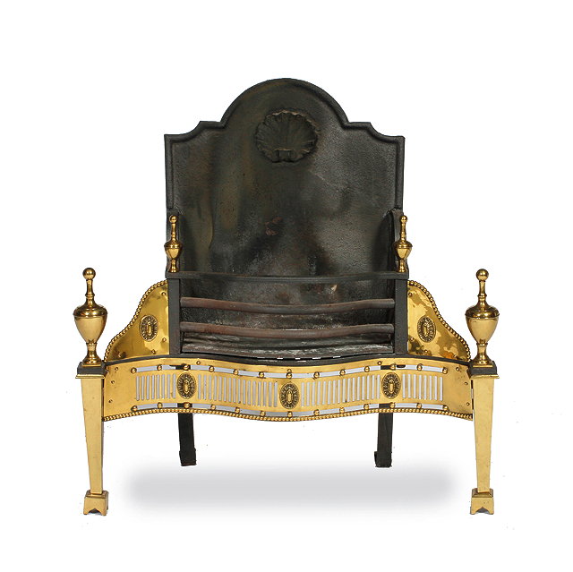 Appraisal: A GEORGE III BRASS AND CAST IRON FIRE GRATE the