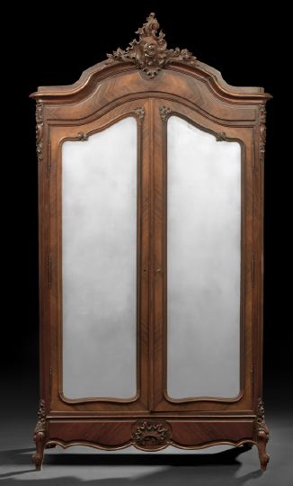 Appraisal: Louis XV-Style Rosewood Armoire third quarter th century the domed