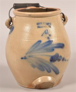 Appraisal: Evan R Jones Stoneware Batter Jug with Cobalt Blue Slip