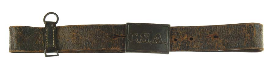 Appraisal: CSA RECTANGULAR BELT PLATE ON CONFEDERATE SWORD BELT This is