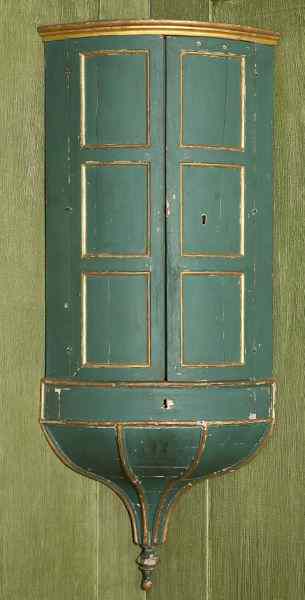 Appraisal: Italian Painted Hanging Corner Cabinetlate th century bow front form