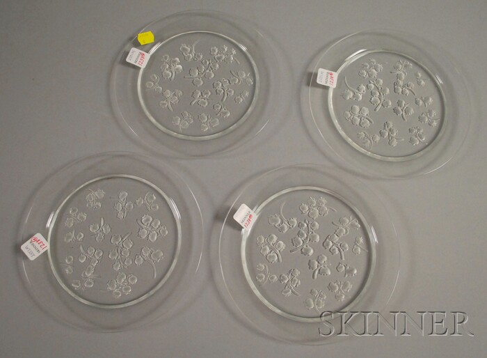 Appraisal: Set of Four Modern Lalique Colorless Molded Muguet Pattern Glass