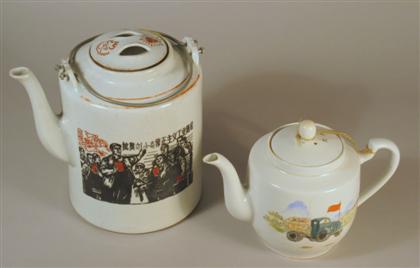 Appraisal: Five Chinese Cultural revolution porcelain itemsComprising two porcelain teapots and