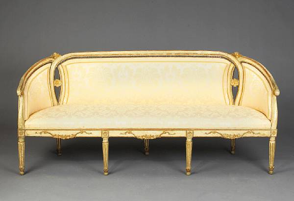 Appraisal: A Northern Italian Neoclassical parcel gilt and green painted settee