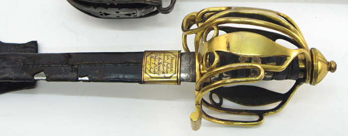 Appraisal: AN TH CENTURY SCOTTISH BRASS BASKET HILTED SWORD with Solingen