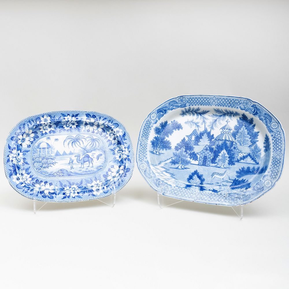 Appraisal: Two English Blue and White Transfer Printed Porcelain Platters The