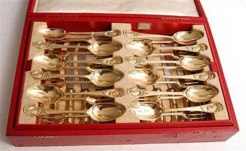 Appraisal: SILVER-GILT DESSERT CUTLERY No mark Probably England th century Comprising