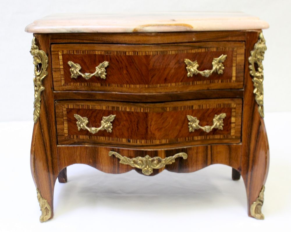 Appraisal: Antique Continental Louis XV Style Marbletop Miniature Commode Nice quality