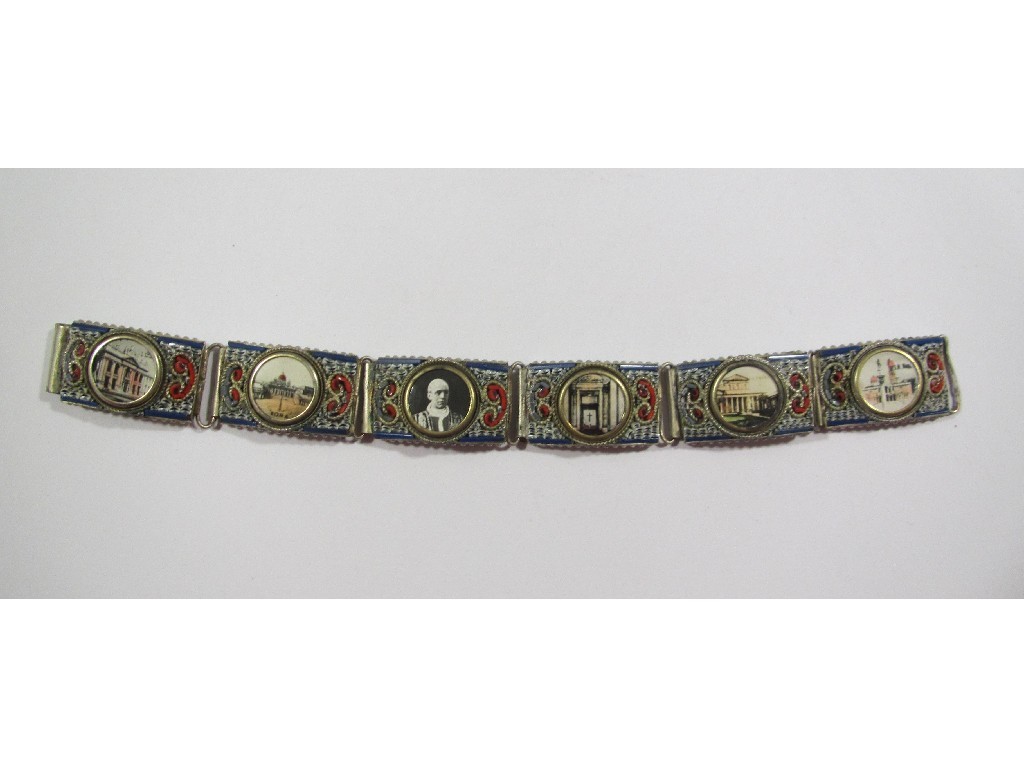 Appraisal: Italian micro mosaic bracelet each section with central circular ceramic